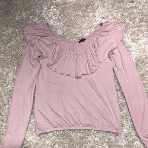 EXPRESS pink long sleeve blouse with ruffles